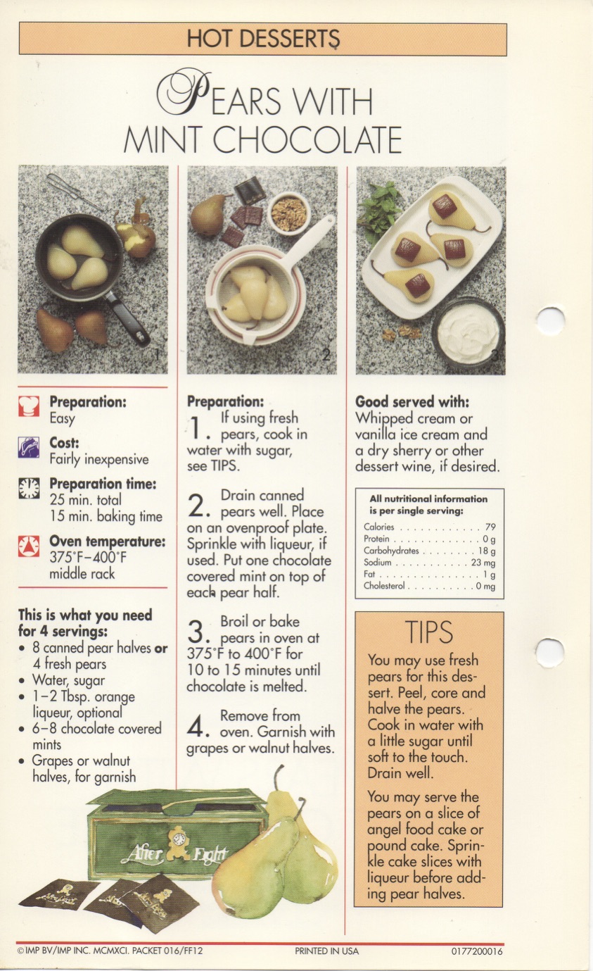 14-17: Pears with Mint Chocolate – Simply Delicious: The Cookbook